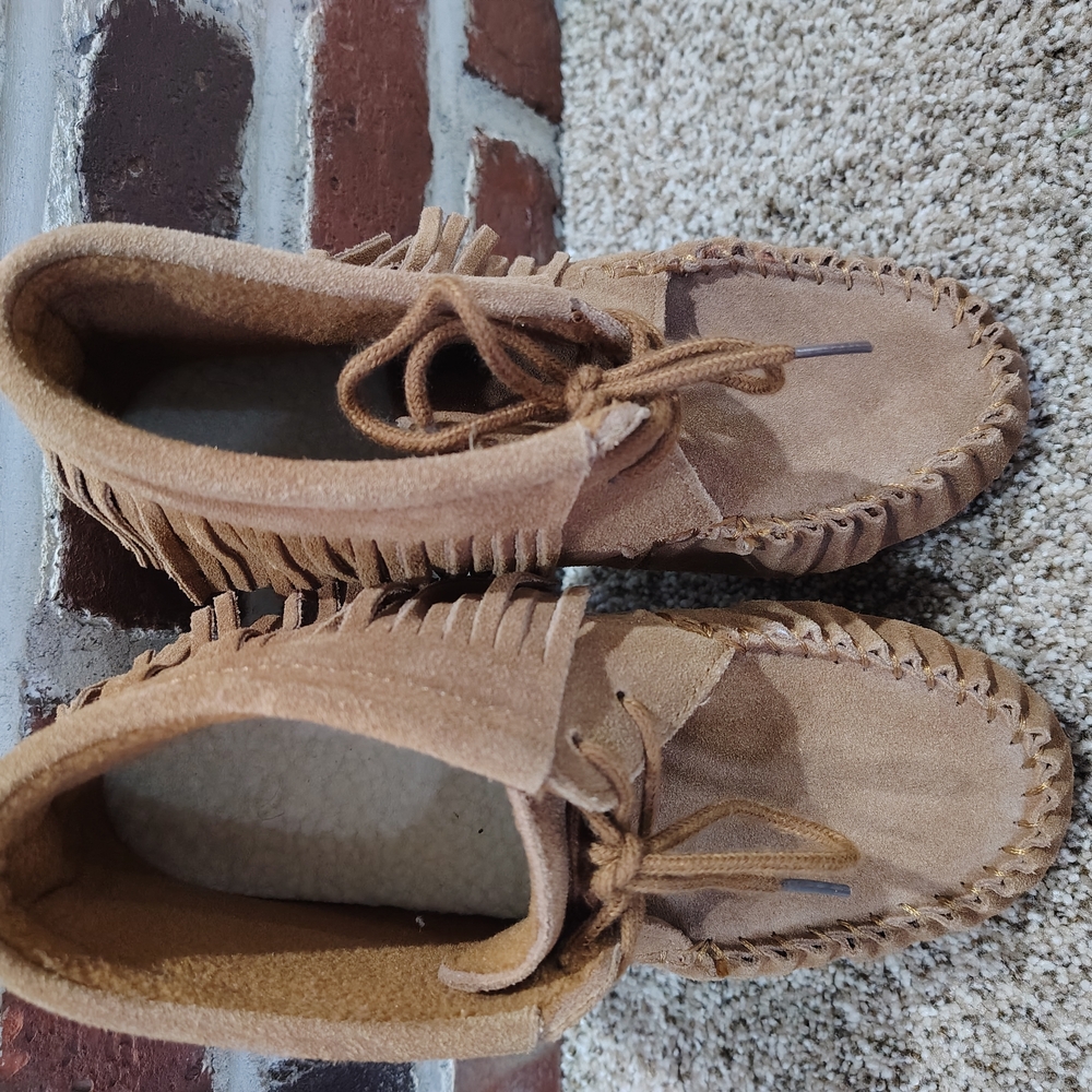 Tan Suede Moccasin Slippers